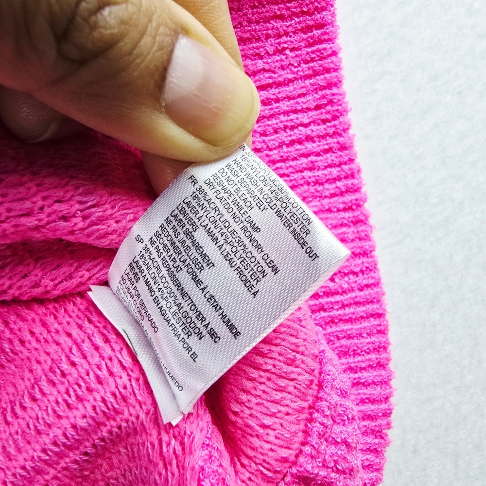 Anthropologie RD Style NWT Neon Pink Ribbed Turtleneck Sweater XS - Picture 7 of 10